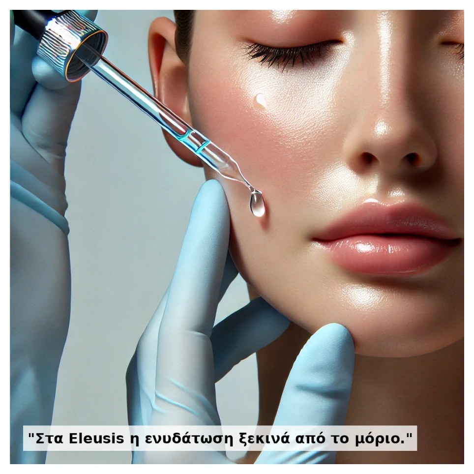 pipette με υαλουρονικό οξύ που πέφτει σε δέρμα